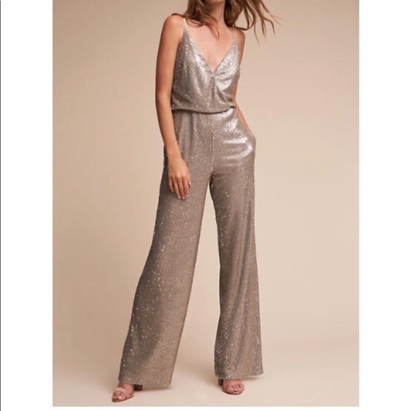 champagne sequin jumpsuit